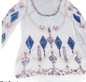 White Beaded Mesh Shirt